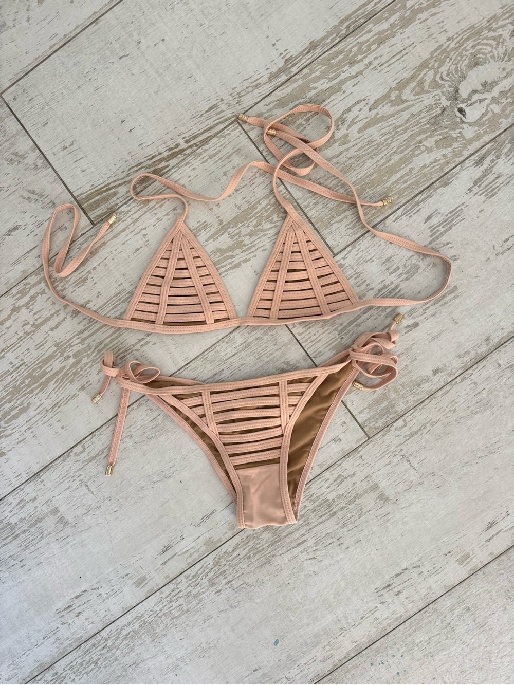 Beach Bunny Nude Pink Strappy Triangle Bikini
